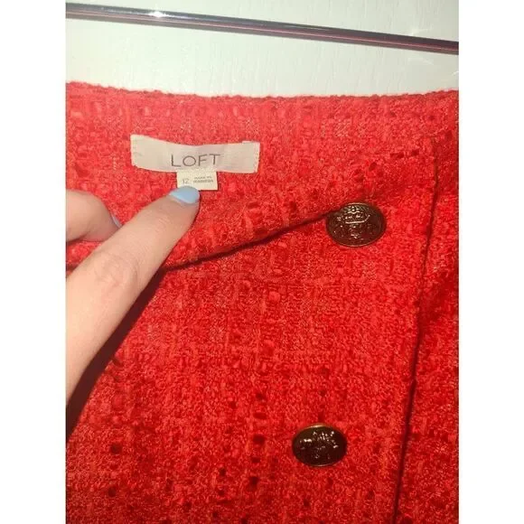 Loft Summer Nautical red Mini Skirt sz 12 - Picture 5 of 10